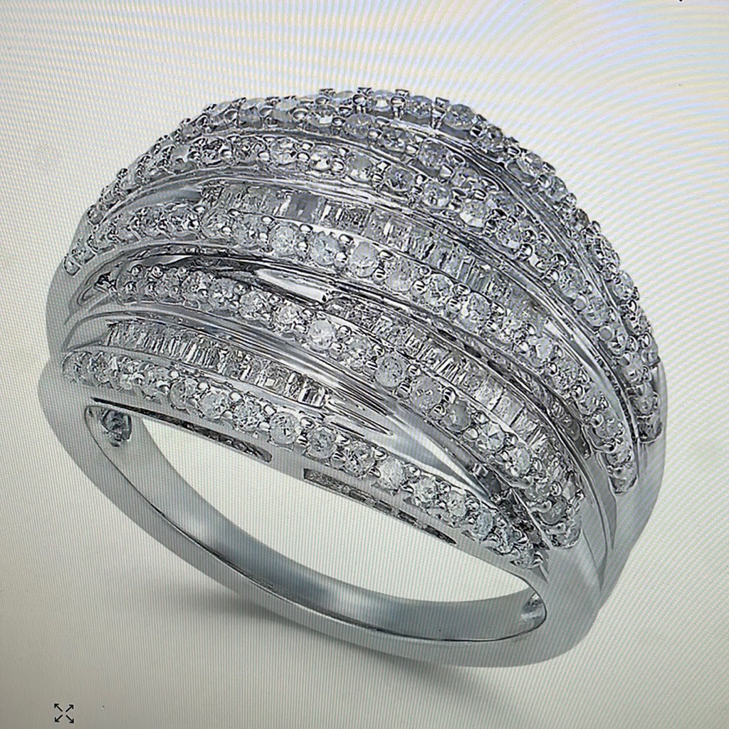 Diamond Multi-Row Cluster Ring